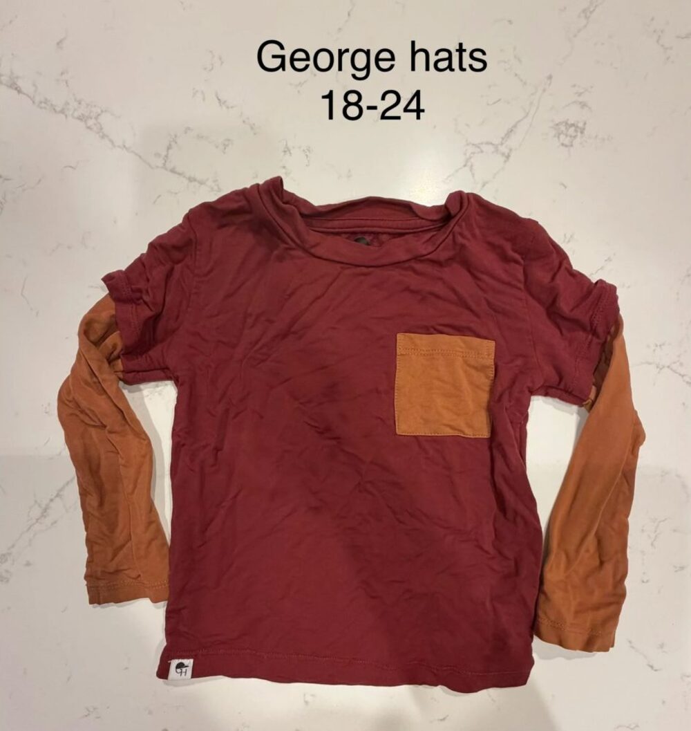 George Hats Toddler Layered Long Sleeve Pocket Tee 18–24M Burgundy Rust